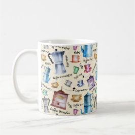 Cups van koffiezetapparaten met Waterverf-retro-cu Koffiemok