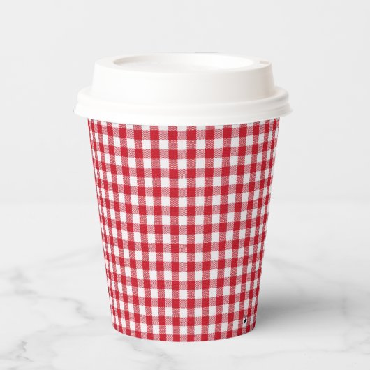 Cups van rood en wit gingham-papier - HAMbyWG Papieren Bekers (Voorkant)