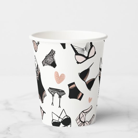 Cups voor echt bachelorette, lingerie Patroonpapie Papieren Bekers (Voorkant)