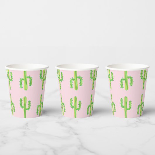 Cups voor roze, groene cactus papieren bekers (Multi)