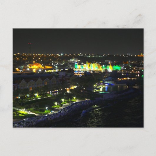 Curaçao bij nacht - haven van Willemstad Briefkaart (Voorkant)