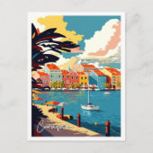 Curaçao Caribbean vintage reisillustratie Briefkaart (Voorkant)
