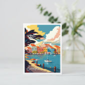 Curaçao Caribbean vintage reisillustratie Briefkaart (Staand voorkant)