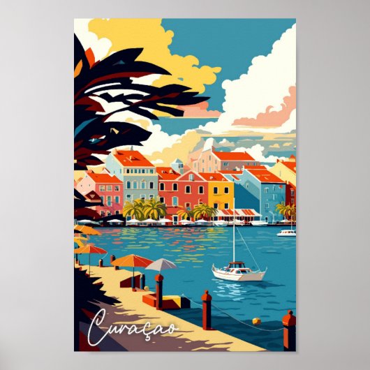 Curaçao Caribbean vintage reisillustratie Poster (Voorkant)