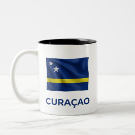 Curaçao Eenvoudige Vlag | Alledaagse Trots Tweekleurige Koffiemok