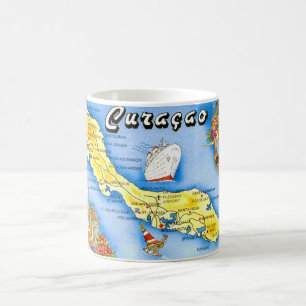 Curacao Eiland Kaart Postkaart Mok