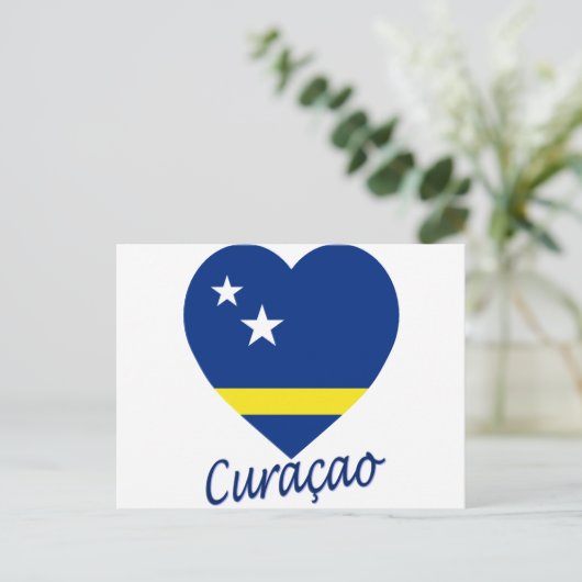 Curacao Flag Heart Briefkaart (Staand voorkant)