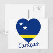 Curacao Flag Heart Briefkaart (Voorkant / Achterkant)