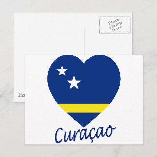 Curacao Flag Heart Briefkaart (Voorkant / Achterkant)