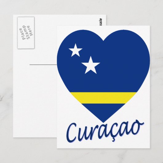 Curacao Flag Heart Briefkaart (Voorkant / Achterkant)