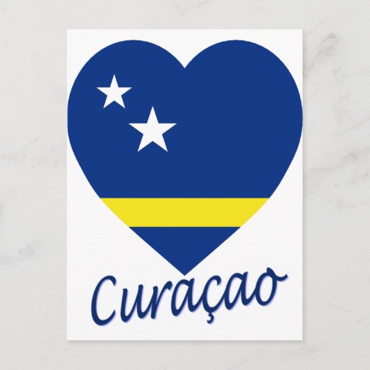 Curacao Flag Heart Briefkaart (Voorkant)