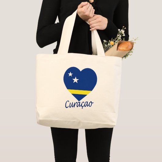 Curacao Flag Heart Grote Tote Bag (Voorkant (product))