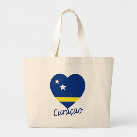 Curacao Flag Heart Grote Tote Bag (Voorkant)