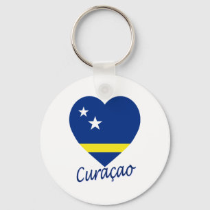 Curacao Flag Heart Sleutelhanger