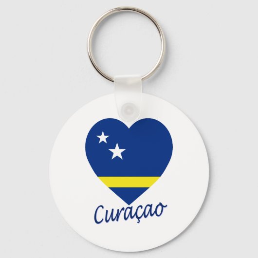 Curacao Flag Heart Sleutelhanger (Voorkant)