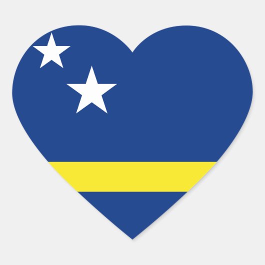 Curaçao Flag Heart Sticker (Voorkant)