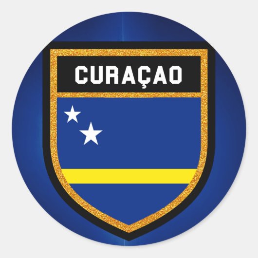 Curaçao Flag Ronde Sticker (Voorkant)