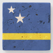 Curaçao Flag Stone Onderzetter (Voorkant)