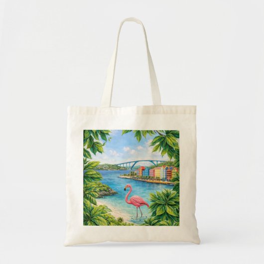 Curaçao Flamingo Tropisch Strand Tote Bag (Voorkant)