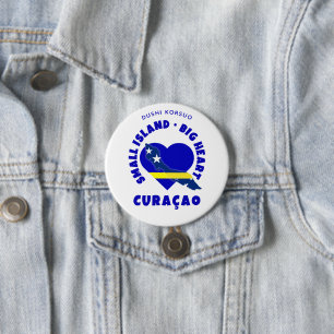 CURAÇAO Groot Hart Fun Jolige Korsuo Maatwerk Ronde Button 7,6 Cm