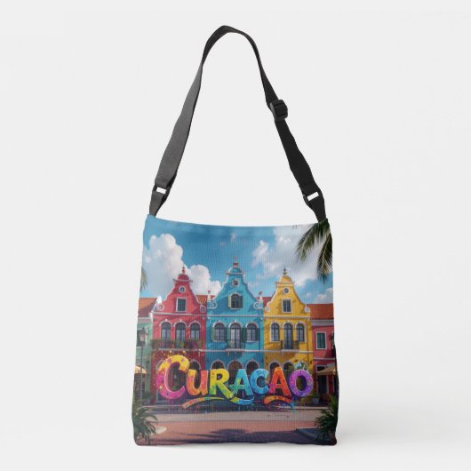 curacao in blauw crossbody tas (Achterkant)