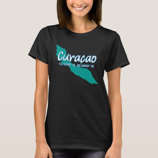 Curacao Island Coordinates Tourist Vacation T-shirt (Voorkant)