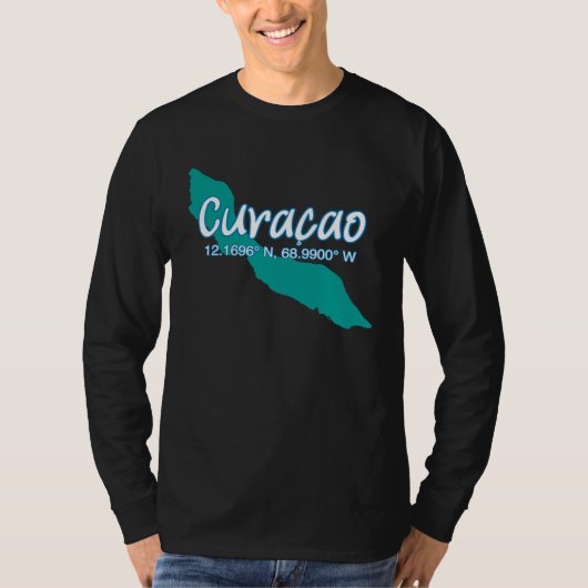 Curacao Island Coordinates Tourist Vacation T-shirt (Voorkant)