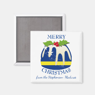 CURAÇAO Korsou   Feestelijke Plum Pudding   Kerstm Magneet