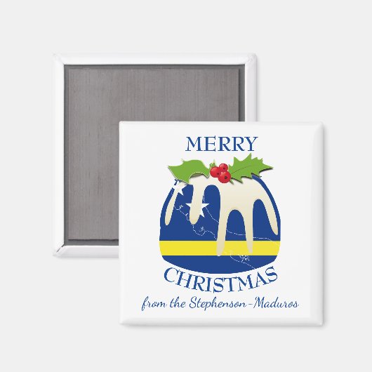 CURAÇAO Korsou | Feestelijke Plum Pudding | Kerstm Magneet (Voorkant / Achterkant)