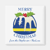 CURAÇAO Korsou | Feestelijke Plum Pudding | Kerstm Magneet (Voorkant)