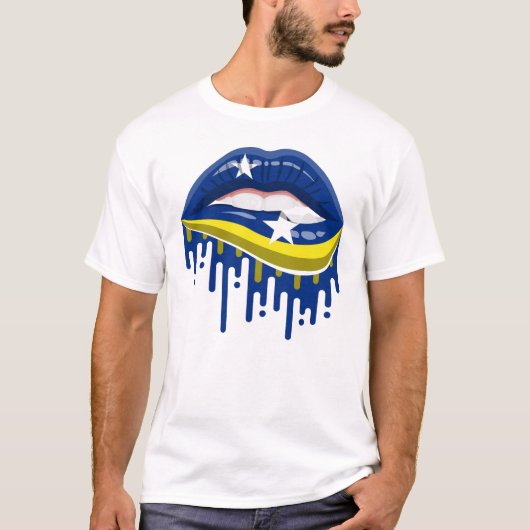 Curaçao Lippen Vlag T-shirt (Voorkant)