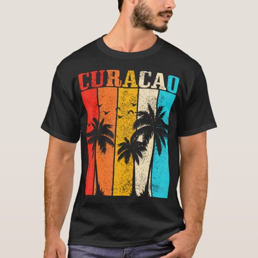 Curacao Palmbomen Surfer Caribbean T-shirt (Voorkant)