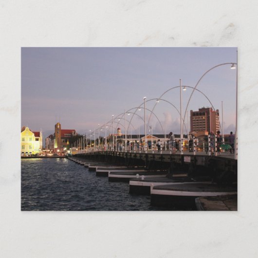 Curaçao Queen Emma Pontoon Bridge in Dusk Briefkaart (Voorkant)