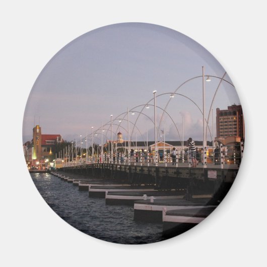 Curaçao Queen Emma Pontoon Bridge in Dusk Magneet (Voorkant)