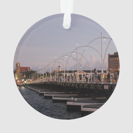 Curaçao Queen Emma Pontoon Bridge in Dusk Ornament (achterkant)