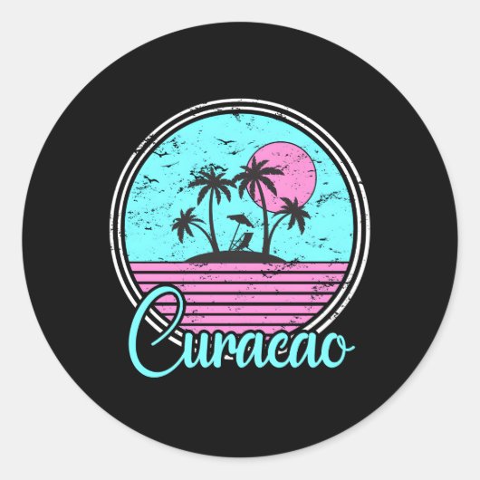 Curacao Reizen of Vakantie Ronde Sticker (Voorkant)