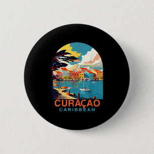Curacao Reizen Zomervakantie Curacao Caribbean I Ronde Button 5,7 Cm