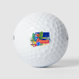 Curaçao retro caribisch eiland met vintage schildp golfballen