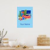 Curaçao retro caribisch eiland met vintage schildp poster (Keuken)