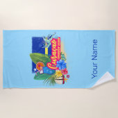 Curaçao retro caribisch eiland met vintage schildp strandlaken (Voorkant)