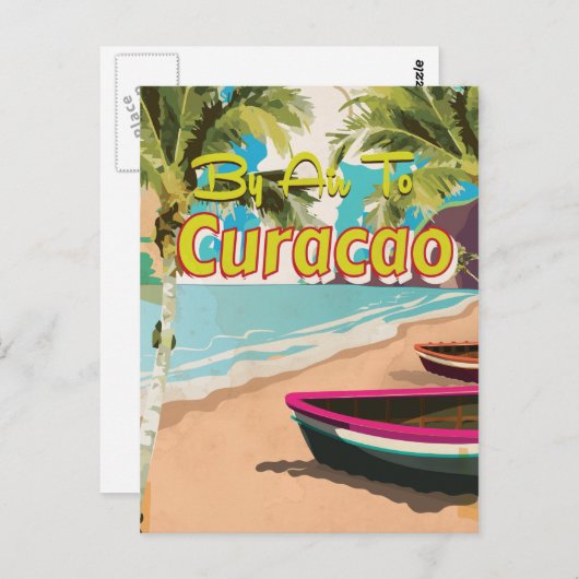 Curaçao Retro Vakantie Reisposter Briefkaart (Voorkant / Achterkant)