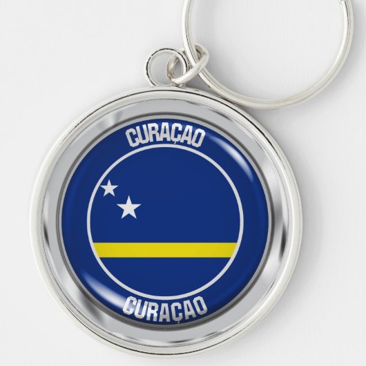 Curaçao Round Emblem Sleutelhanger (Voorkant)