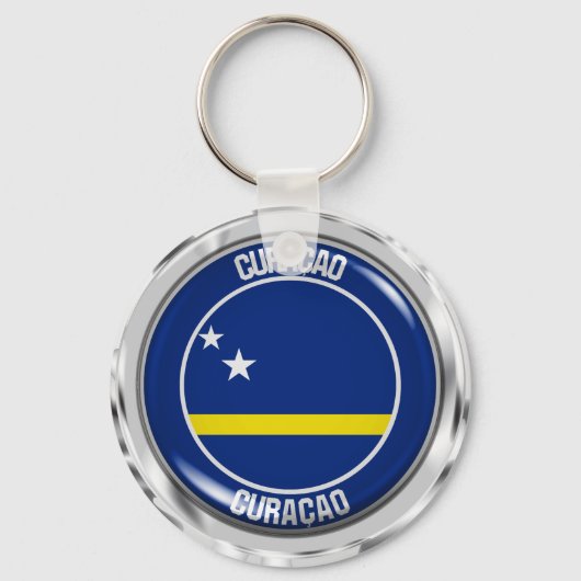 Curaçao Round Emblem Sleutelhanger (Voorkant)