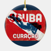 Curaçao Scuba Diver - Blue Retro Keramisch Ornament (Achterkant)