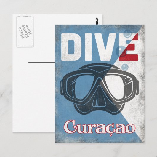 Curaçao  scuba duikmasker briefkaart (Voorkant / Achterkant)