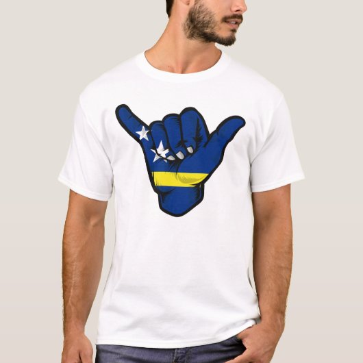 Curaçao Shaka Hand Vlag T-shirt (Voorkant)