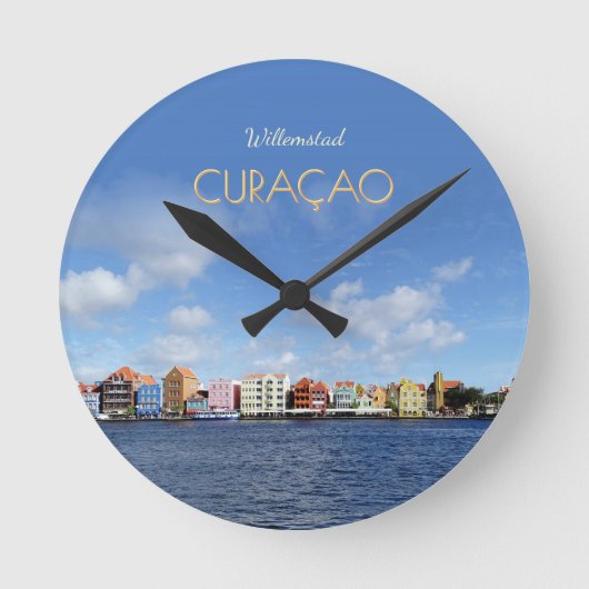 Curaçao Skyline Clock Ronde Klok (Voorkant)