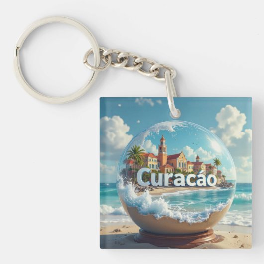 Curacao strand globe sleutelhanger (Voorkant)