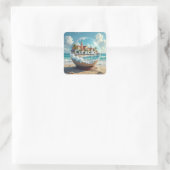 Curaçao strand kust wereldbol vierkante sticker (Tas)