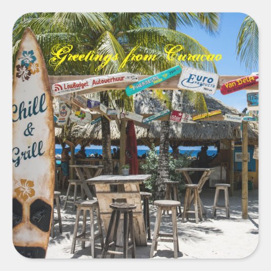 Curaçao-strand Vierkante Sticker (Voorkant)